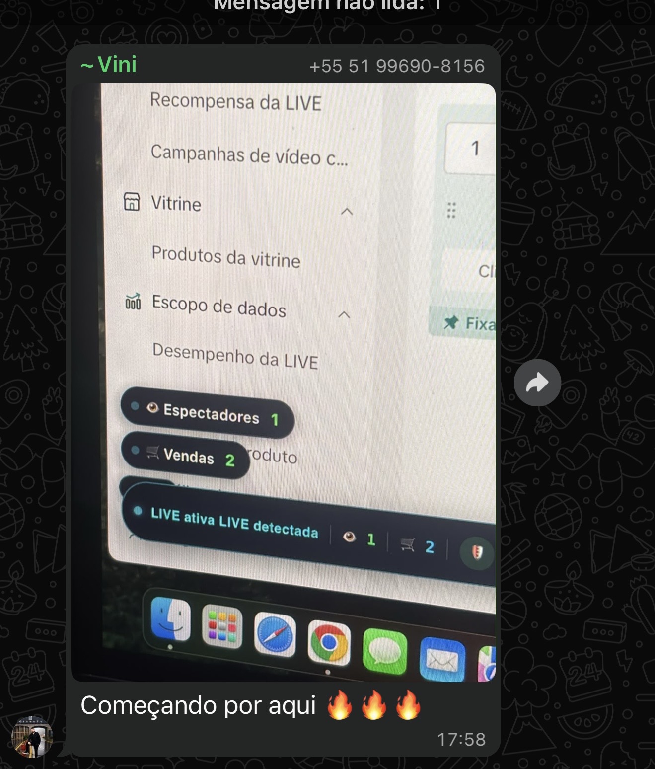 LIVE detectada e vendas rolando no automático